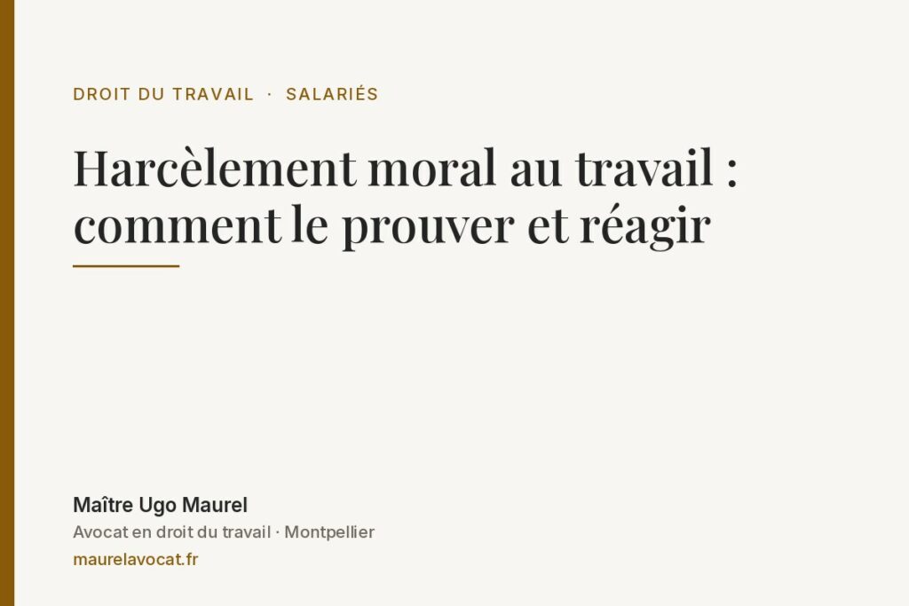Harcèlement moral au travail – Maurel Avocat Montpellier
