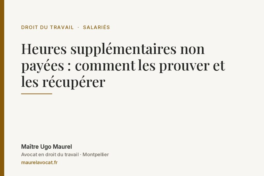 Heures supplémentaires non payées – Maurel Avocat Montpellier