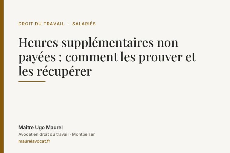 Lire la suite à propos de l’article Heures supplémentaires non payées : comment les prouver et les récupérer