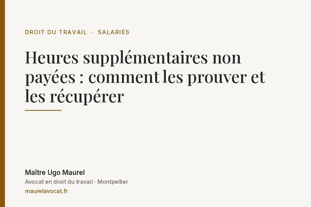 Lire la suite à propos de l’article Heures supplémentaires non payées : comment les prouver et les récupérer